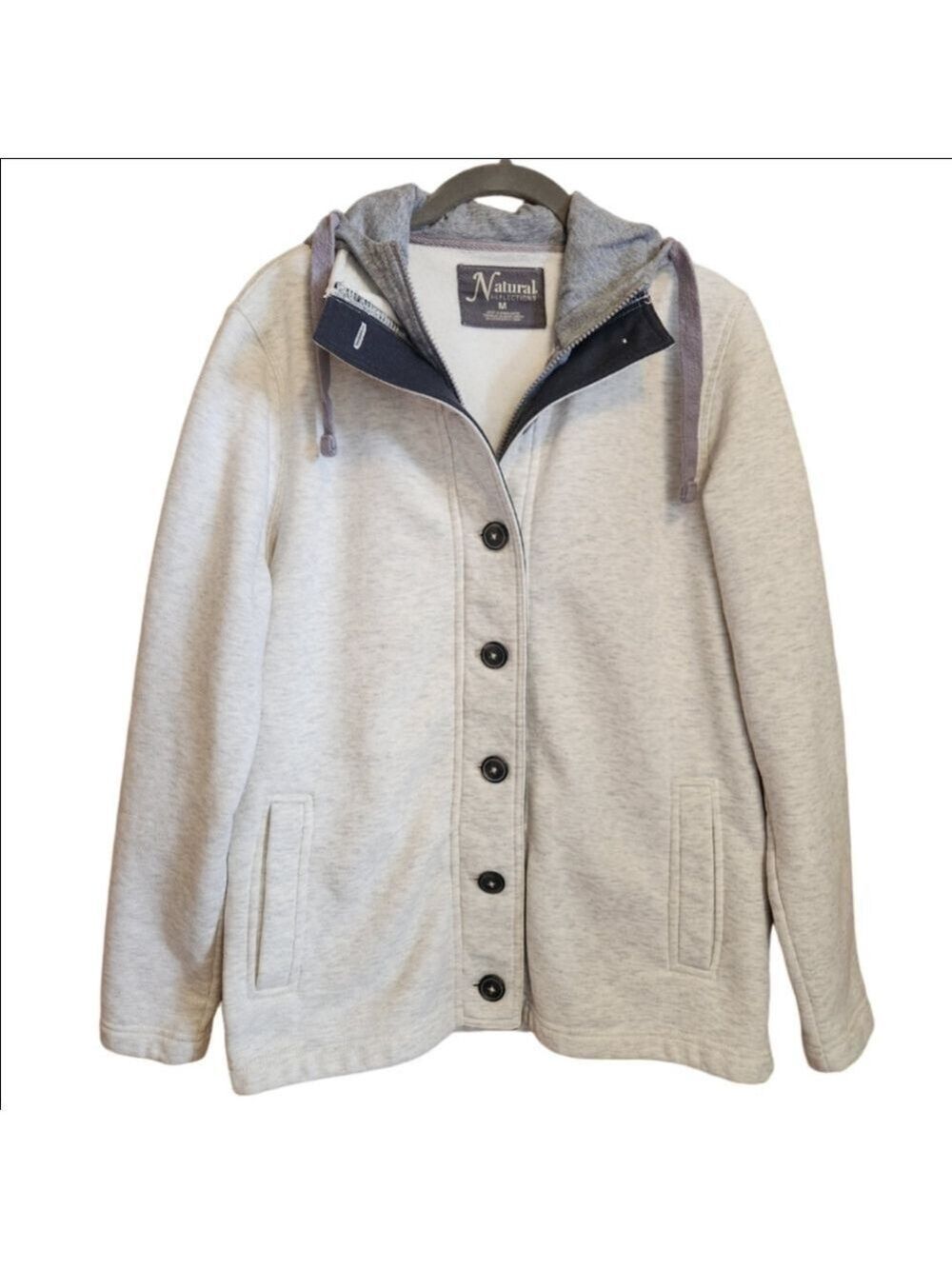 NATURAL REFLECTION FLEECE HOODED SWEATSHIRT JACKET SIZE MEDIUM LIKE NEW